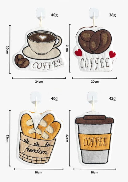 Söt Kaffe & Bröd Handduk - Mjuk Koralltyg