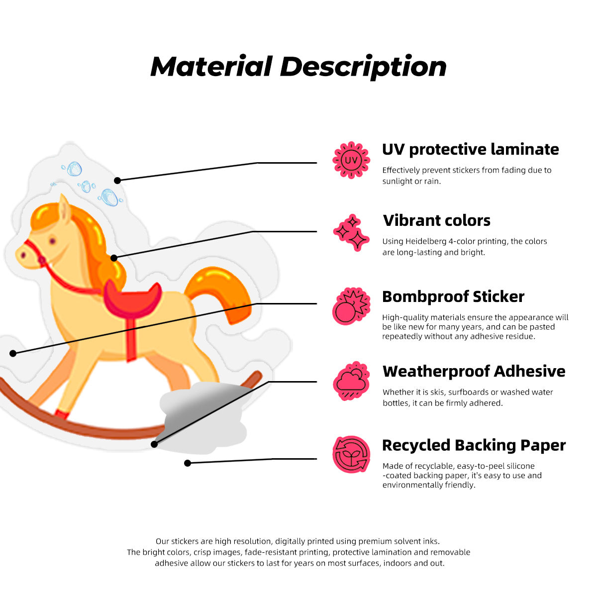 Rosa Motiverande Klistermärken - 50 st