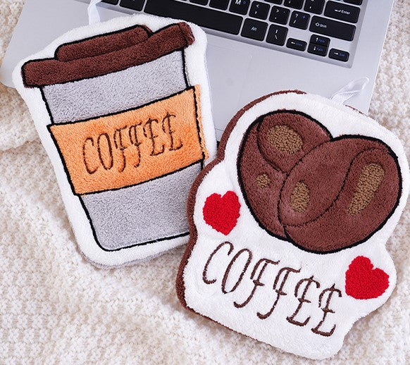 Söt Kaffe & Bröd Handduk - Mjuk Koralltyg