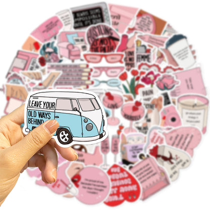 Rosa Motiverande Klistermärken - 50 st