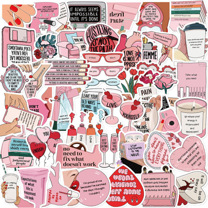 Rosa Motiverande Klistermärken - 50 st