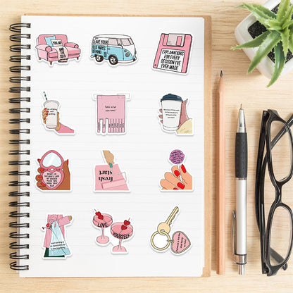 Rosa Motiverande Klistermärken - 50 st