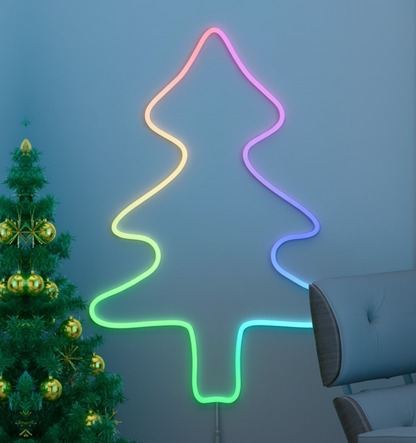 Christmas tree neon light professional shot